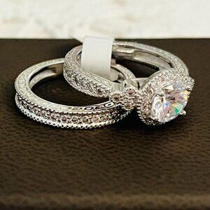 Sterling Silver CZ Stacking Engagement and Wedding Band Rings Size 6 NWT